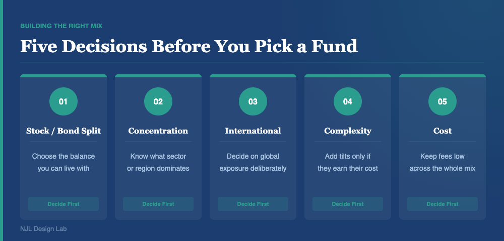Five portfolio decisions to make before selecting an index fund