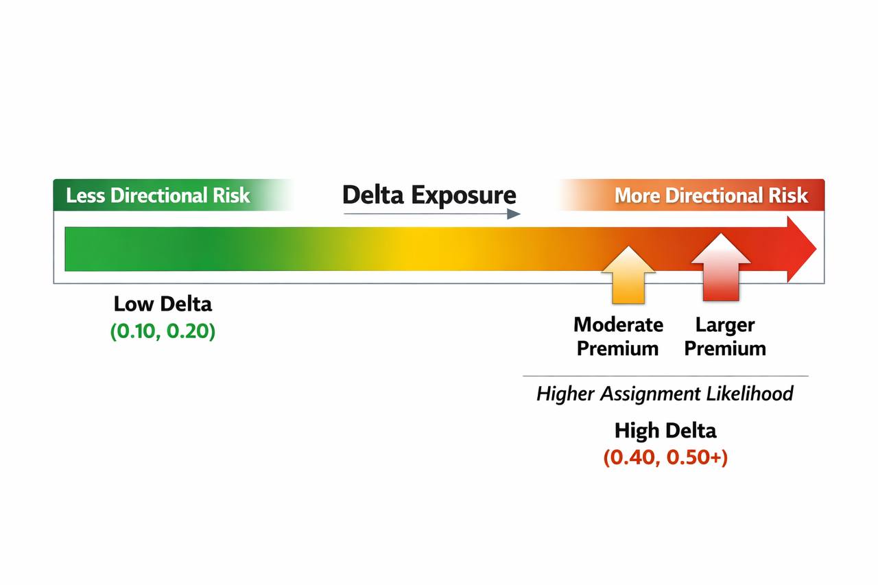 Delta exposure spectrum showing low to high directional risk