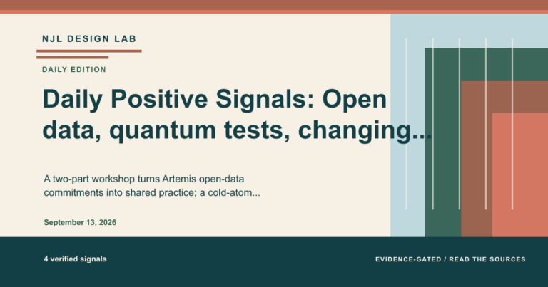 Summary image for the daily positive signals: Daily Positive Signals: Open data, quantum tests, changing games, and antimicrobial discovery
