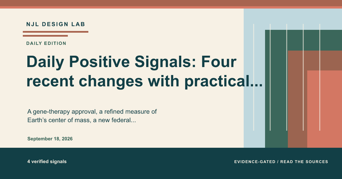 Summary image for the daily positive signals: Daily Positive Signals: Four recent changes with practical consequences