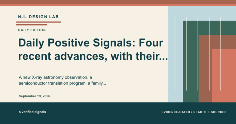 Summary image for the daily positive signals: Daily Positive Signals: Four recent advances, with their limits in view